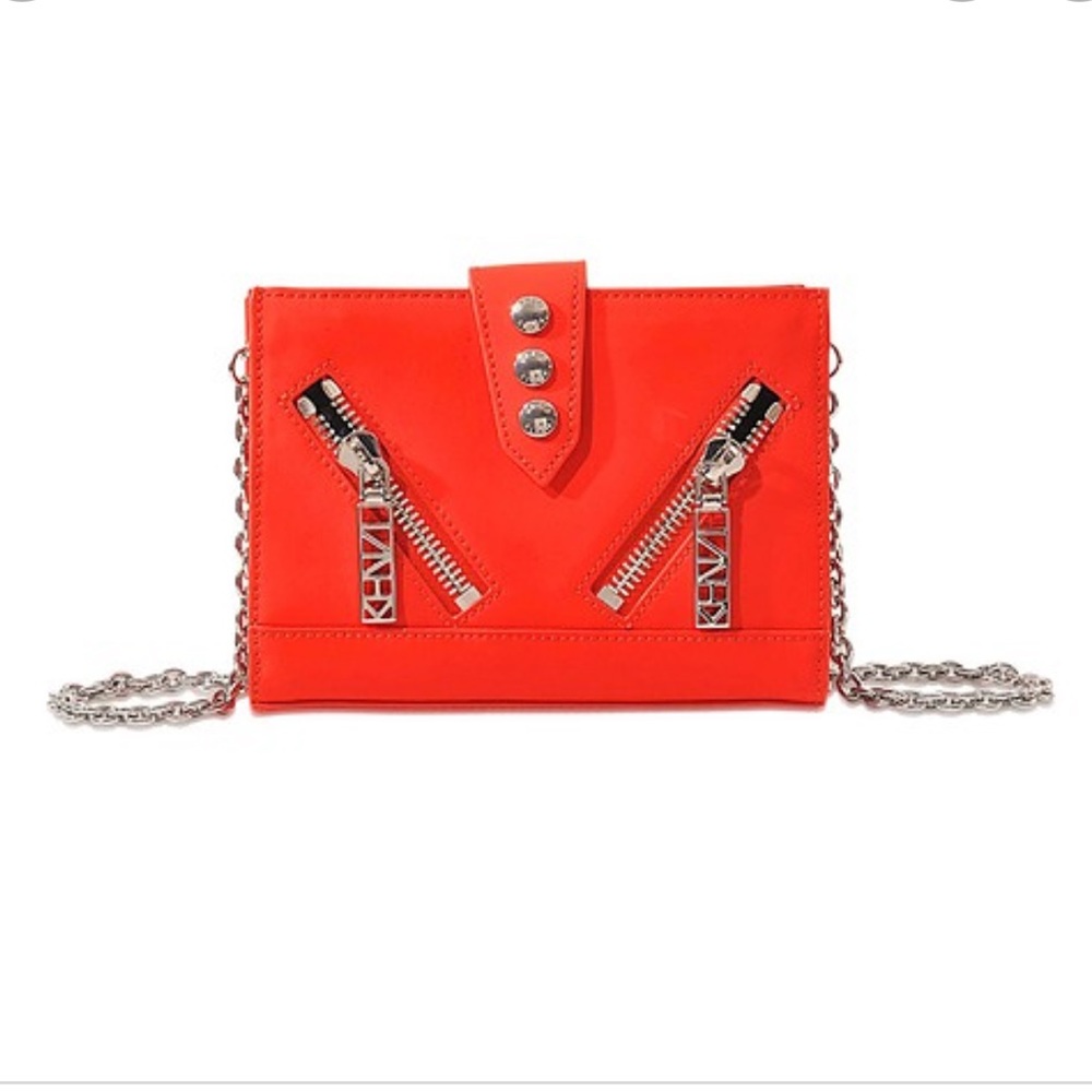 Kenzo Kalifornia crossbody wallet on a chain red and rose gold mini like new